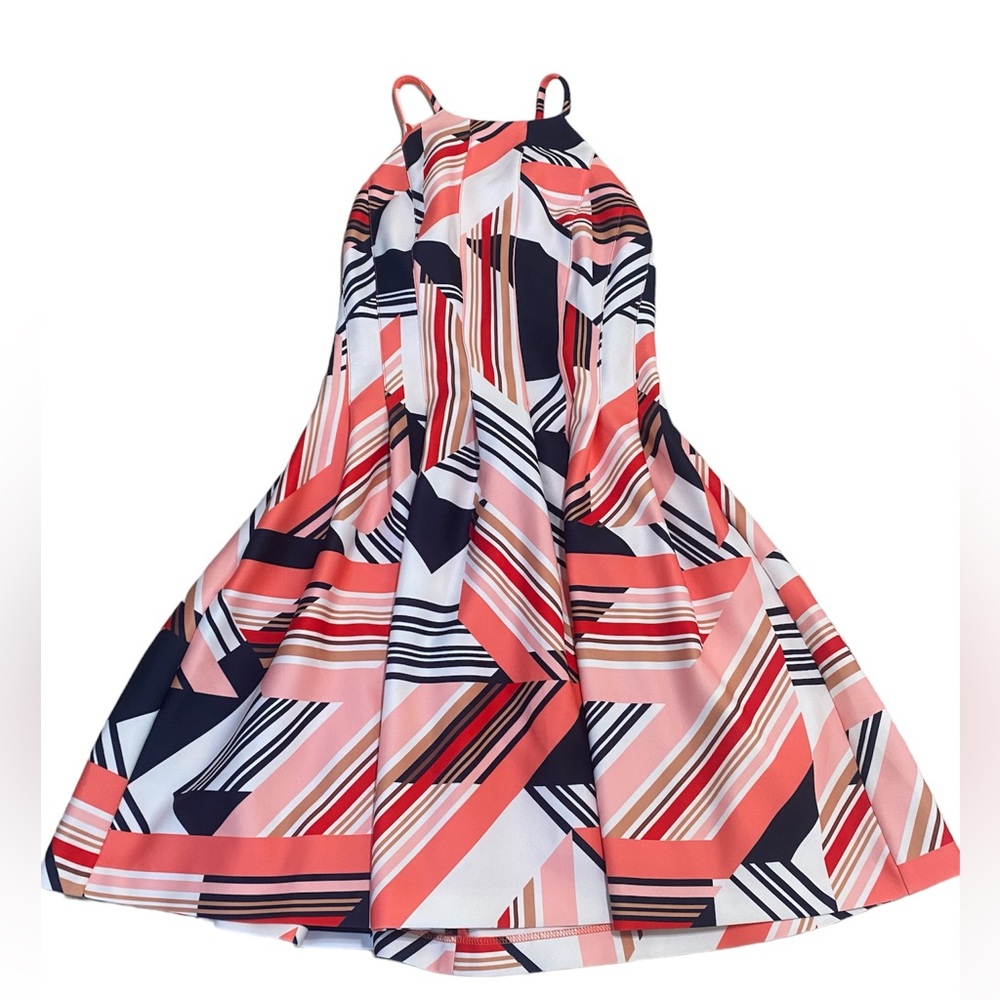 Vince Camuto Abstract Print Halter Fit & Flare Mini Dress Artsy Size 8